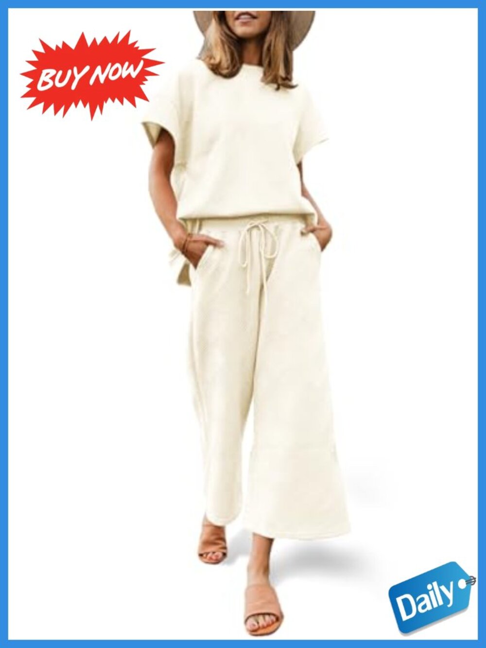 2 Piece Sweatsuit Set Short Sleeve Top Wide Leg Pants Loungewear
